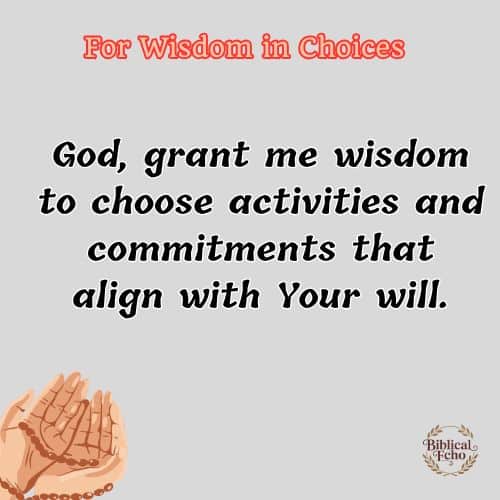 For Wisdom in Choices